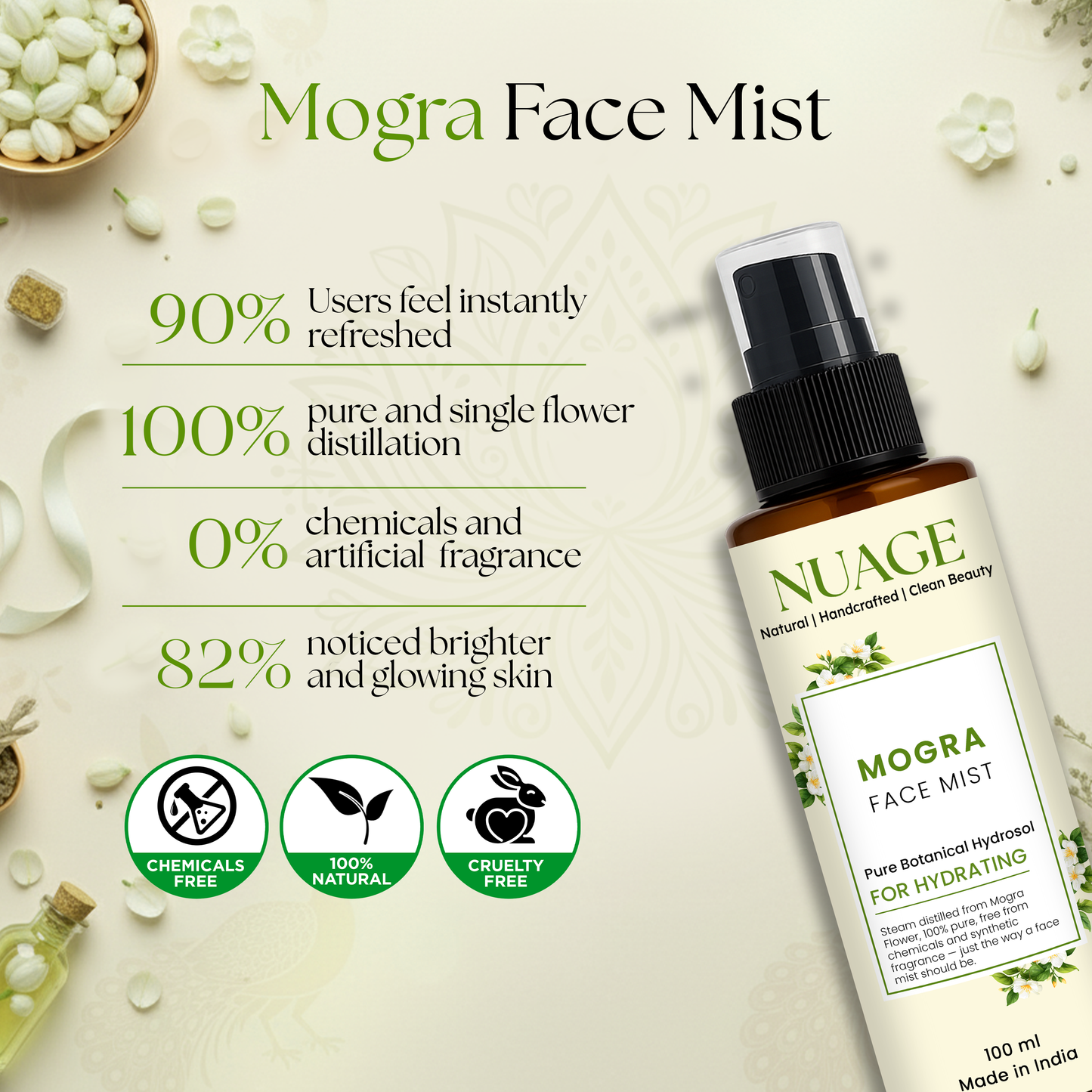 Mogra (Indian Jasmine) Face Mist – Pure Natural Hydrosol