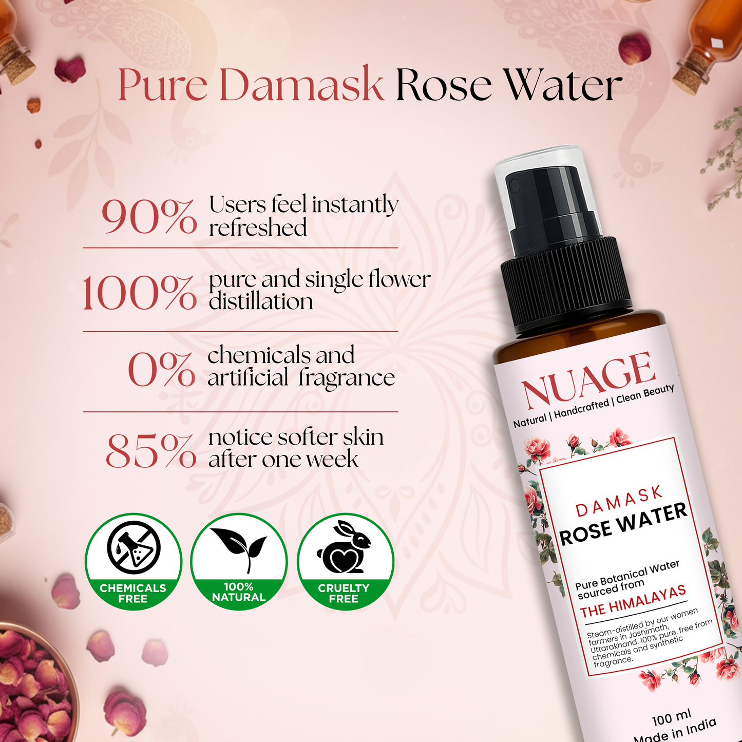 Damask Rose Water – Pure Natural Hydrosol